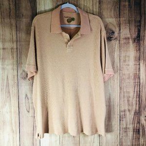 Caribbean Pineapple Short Sleeve Silk Blend Polo Shirt Peach/Light Orange XL